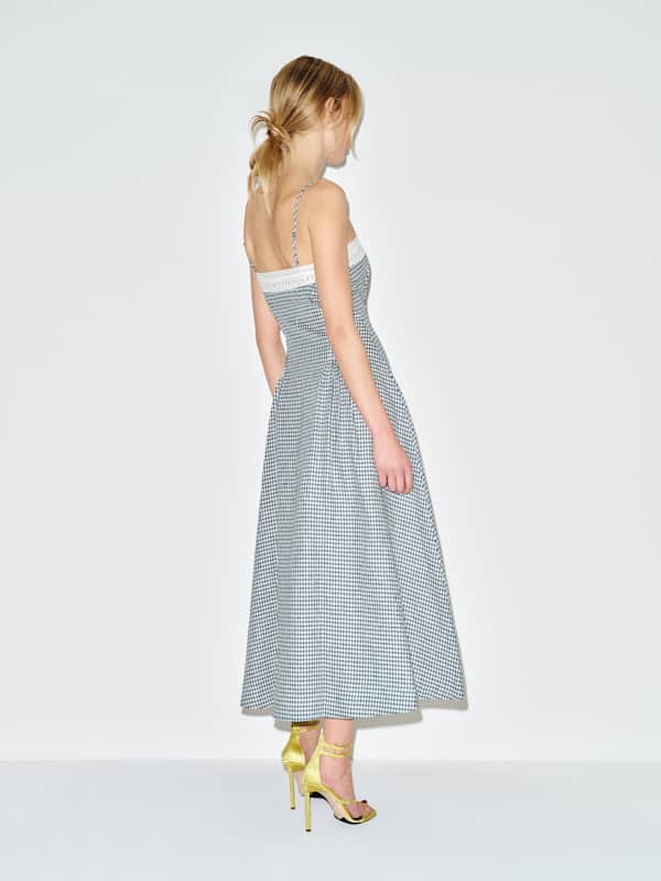 Pomona Linen Dress - Slate Check