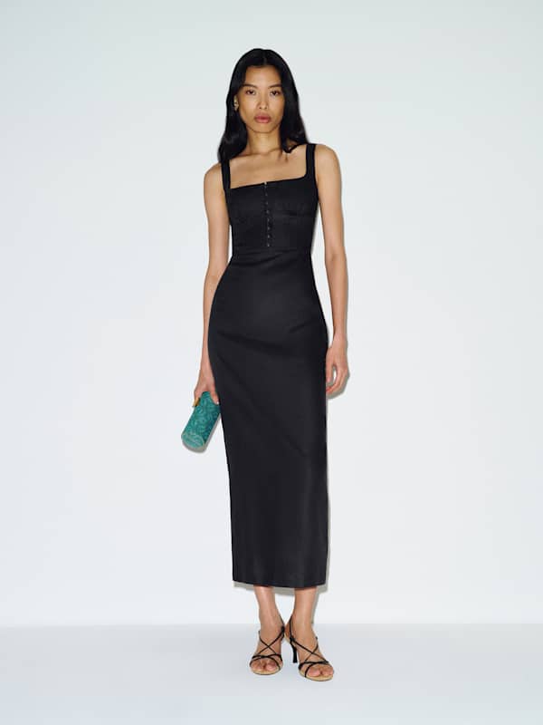 Lisa Linen Dress - Black