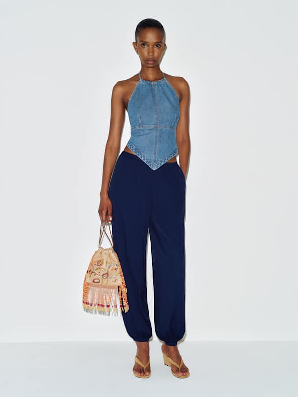 Dana Denim Halter Top - Biscay