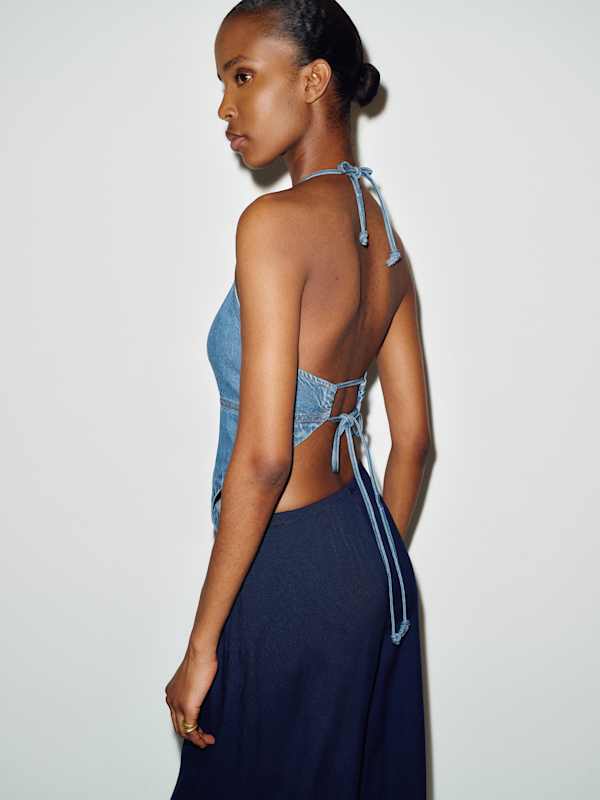 Dana Denim Halter Top - Biscay