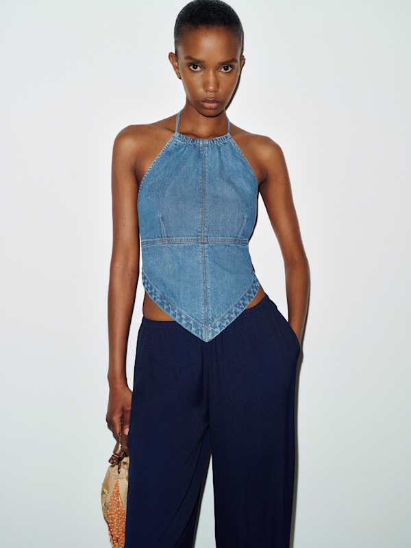 Dana Denim Halter Top - Biscay