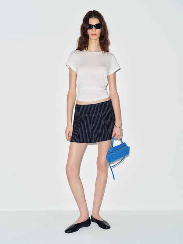 Brenda Denim Mini Skirt - Indigo Pinstripe
