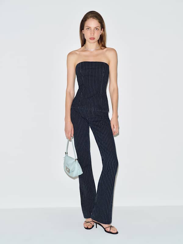 Renee Denim Top - Indigo Pinstripe