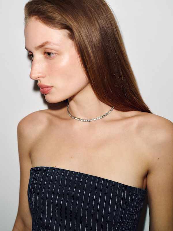 Renee Denim Top - Indigo Pinstripe
