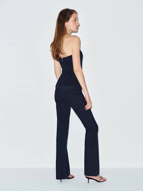Renee Denim Top - Indigo Pinstripe