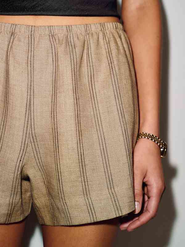 Nora Linen Short - Granola Stripe