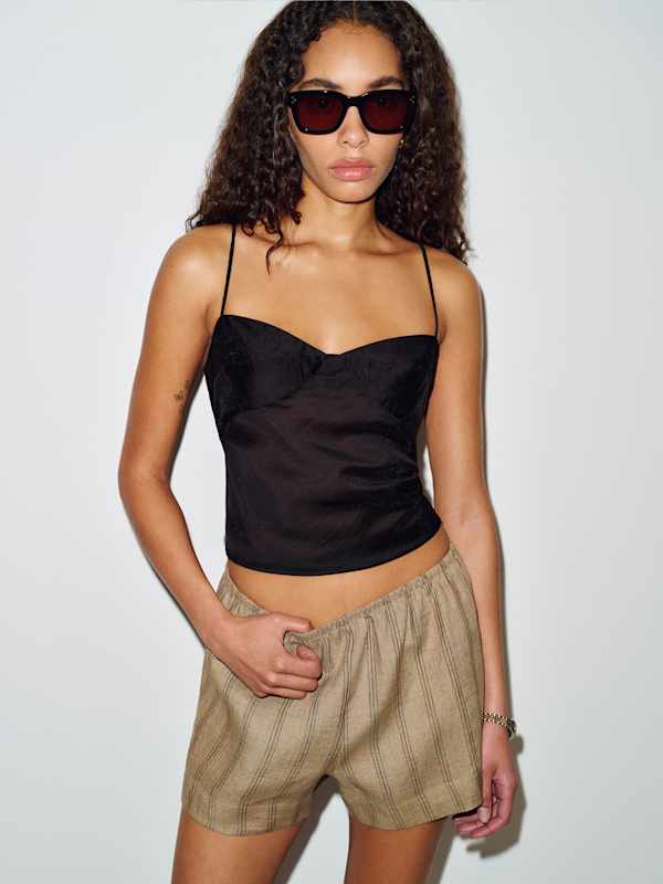 Nora Linen Short - Granola Stripe