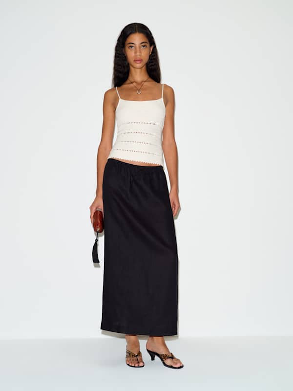 Norie Linen Skirt - Black