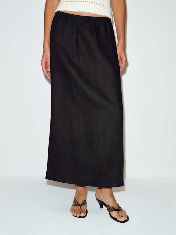 Norie Linen Skirt - Black