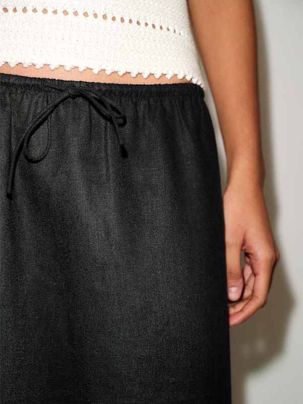Norie Linen Skirt - Black