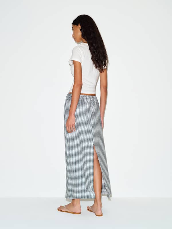 Norie Linen Skirt - Slate Check