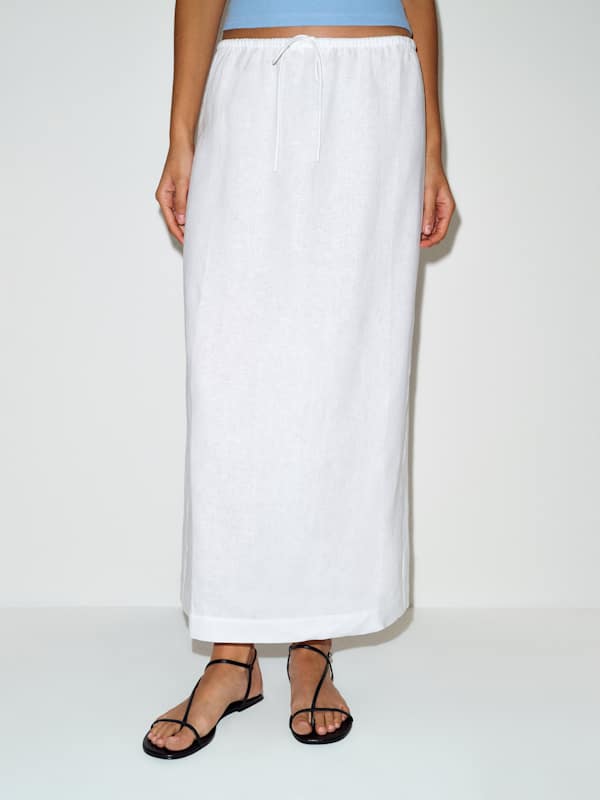 Norie Linen Skirt - White