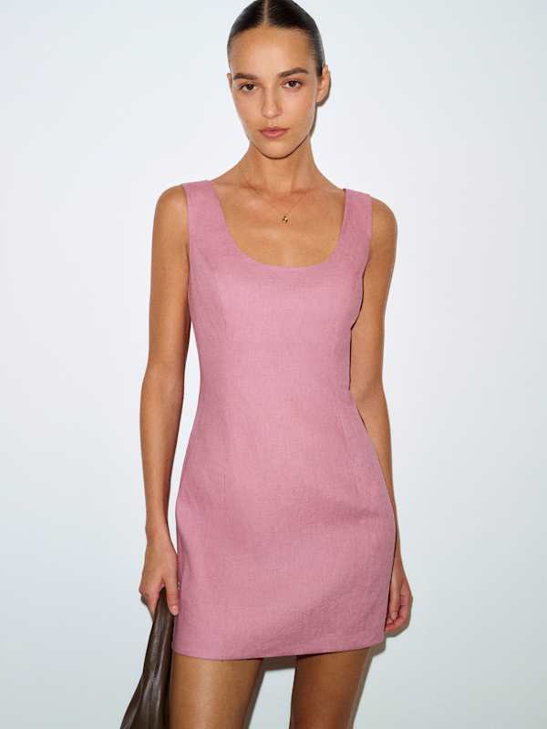 Franceska Linen Dress - Rose Petals