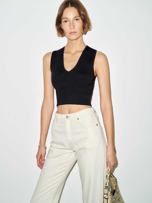 Bramble Cotton Sweater Tank - Black