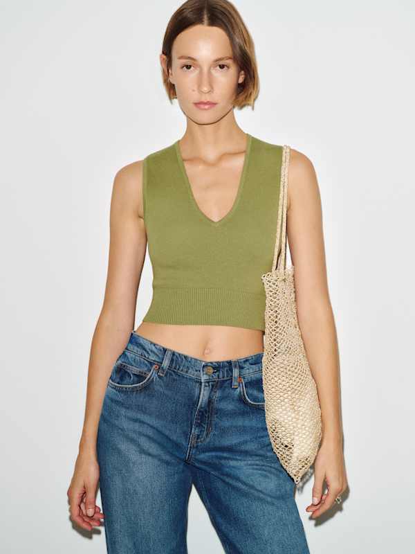 Bramble Cotton Sweater Tank - Green Bean