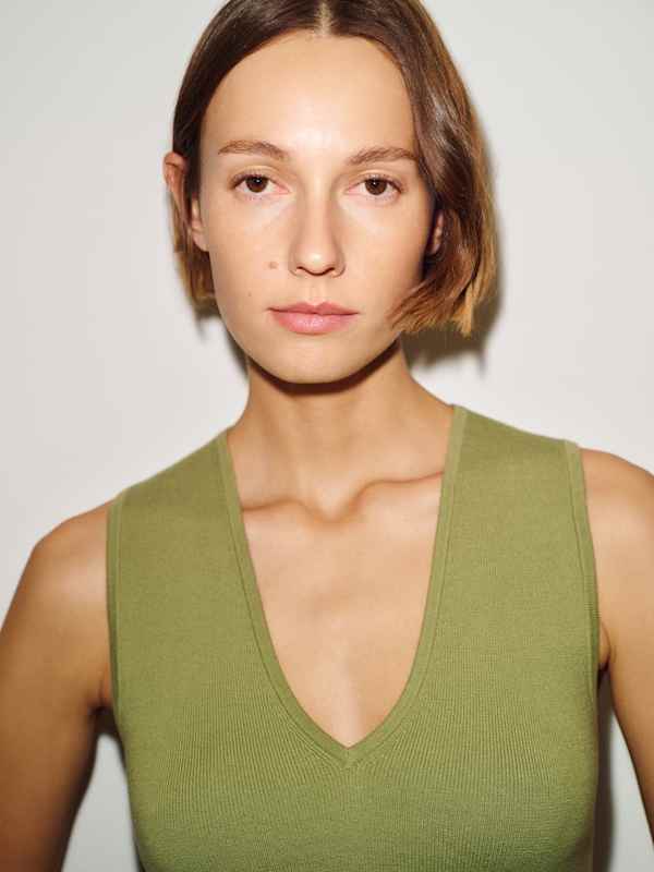 Bramble Cotton Sweater Tank - Green Bean