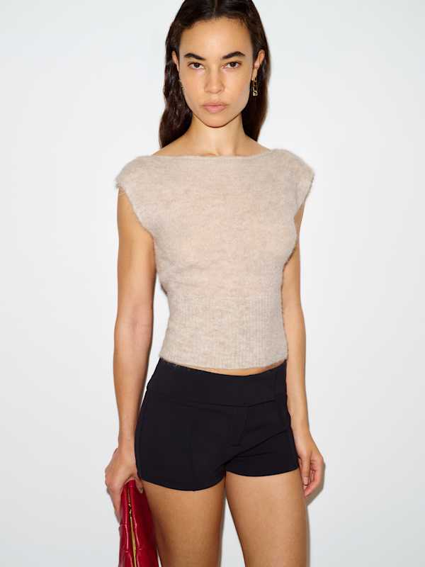 Rhiannon Sheer Alpaca Sweater Top - Barley