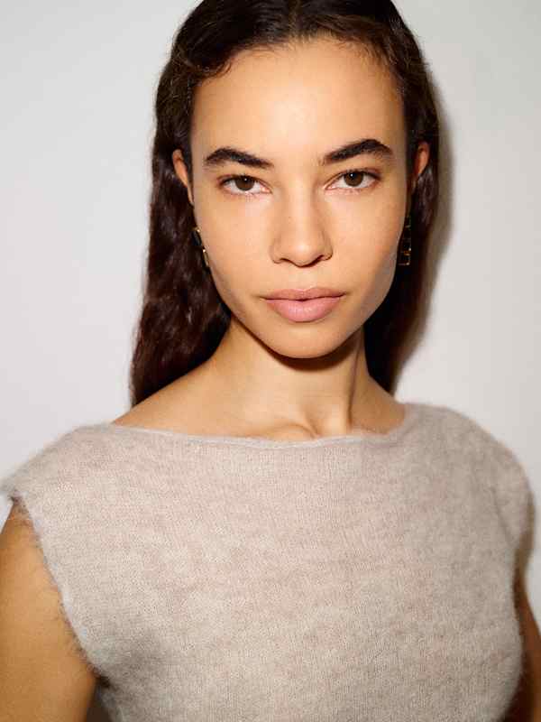 Rhiannon Sheer Alpaca Sweater Top - Barley