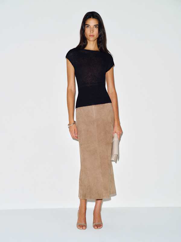 Rhiannon Sheer Alpaca Sweater Top - Black