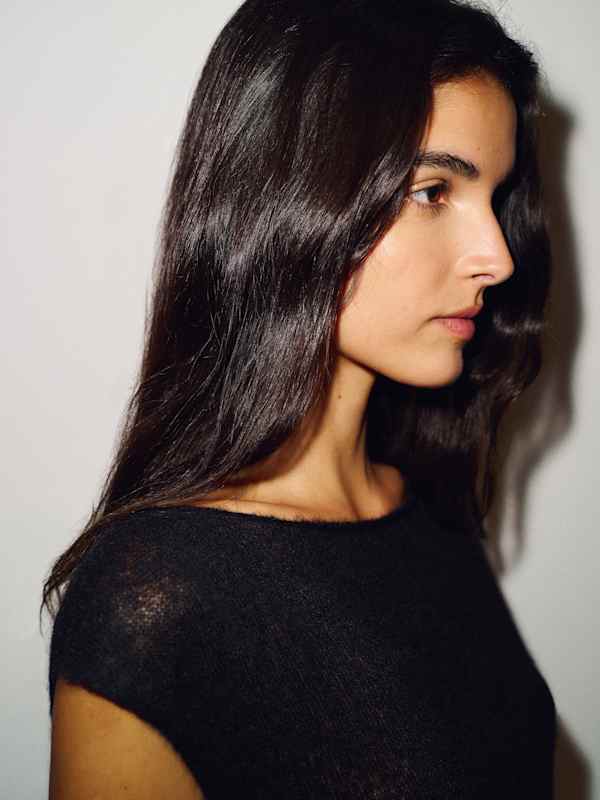 Rhiannon Sheer Alpaca Sweater Top - Black