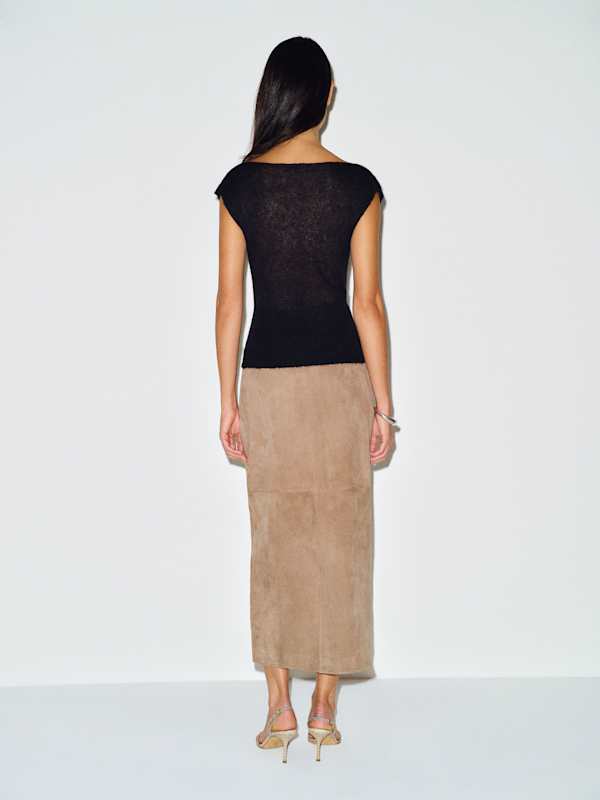 Rhiannon Sheer Alpaca Sweater Top - Black