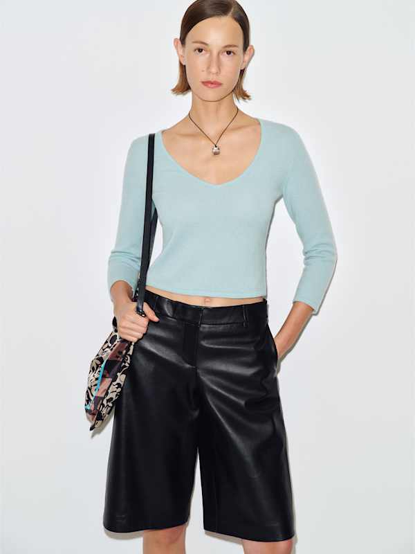 Roya Cashmere V-neck - Aquamarine