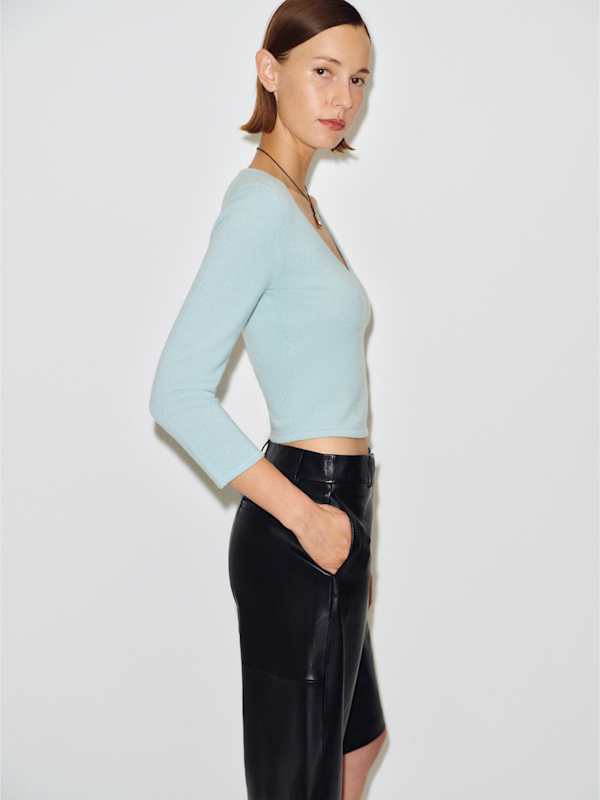 Roya Cashmere V-neck - Aquamarine