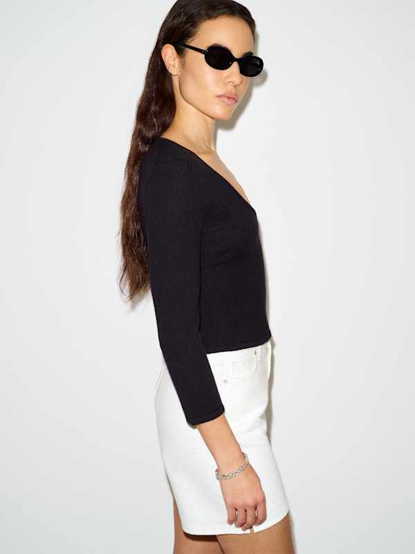 Pull col V en cachemire Roya - Noir