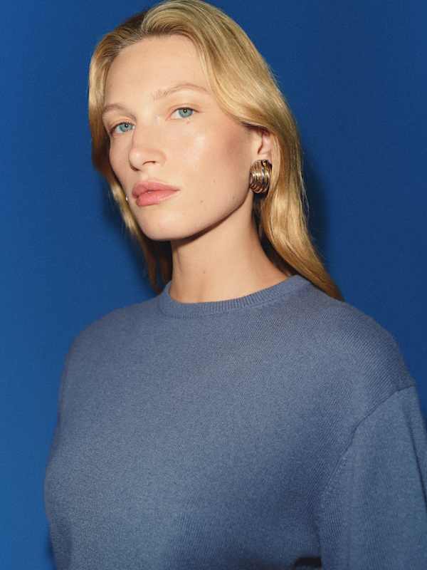 Ziva Cashmere Sweater Tee - Flint