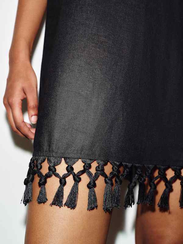 Kuini Linen Dress - Black