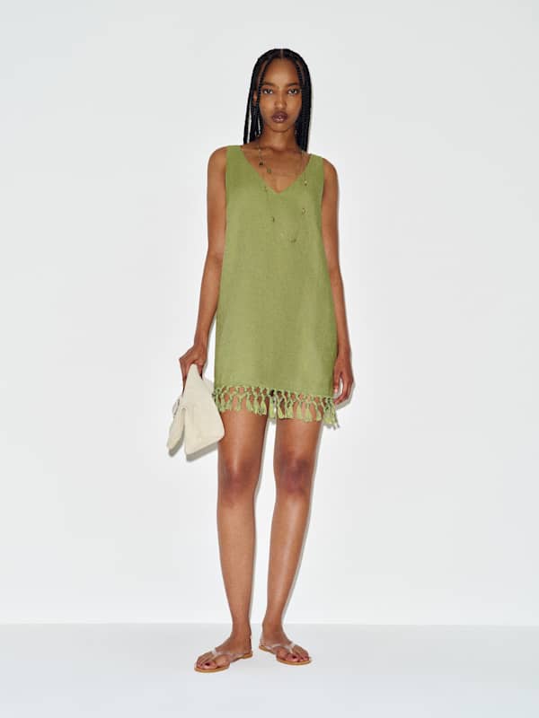 Kuini Linen Dress - Green Bean