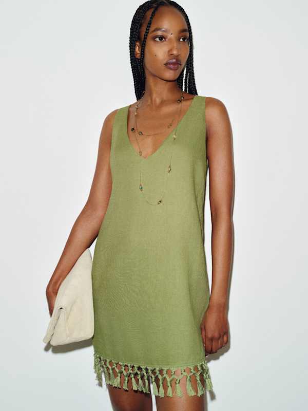 Kuini Linen Dress - Green Bean