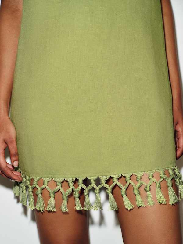 Kuini Linen Dress - Green Bean