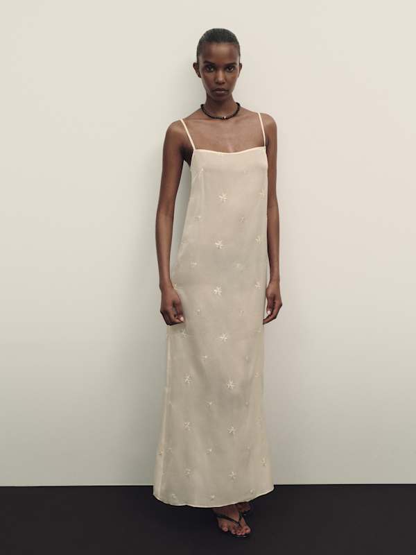 Fabiana Dress - Ivory Embellished