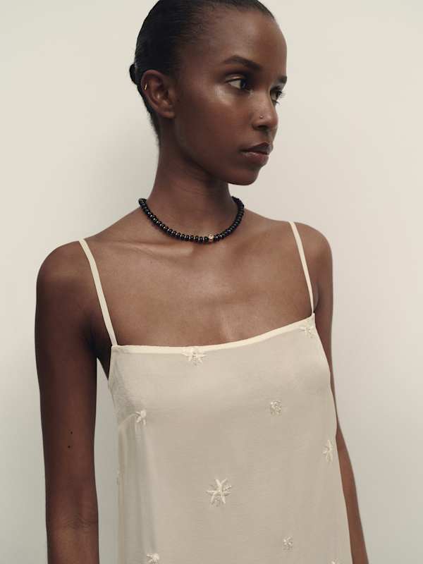 Fabiana Dress - Ivory Embellished