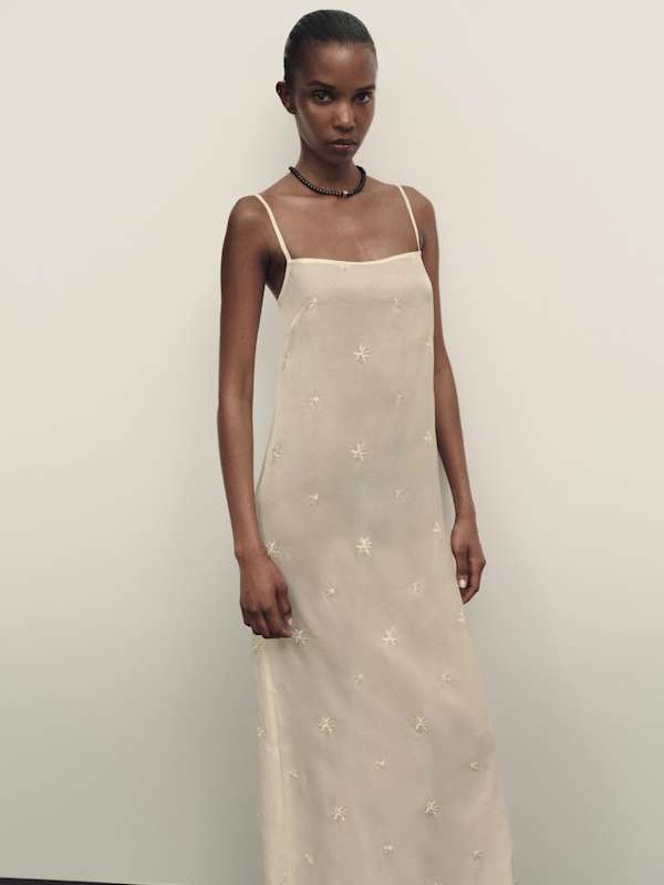Fabiana Dress - Ivory Embellished