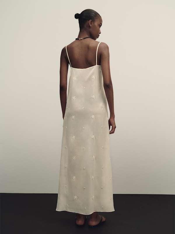 Fabiana Dress - Ivory Embellished