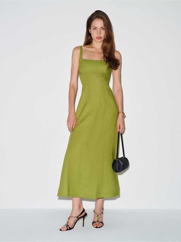 Sabine Linen Dress - Avocado