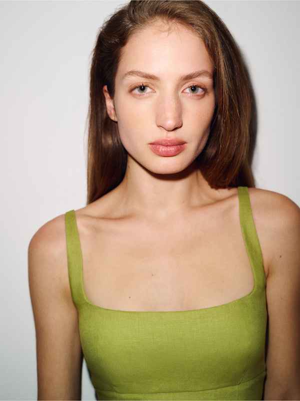 Sabine Linen Dress - Avocado