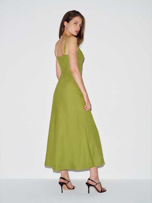 Sabine Linen Dress - Avocado