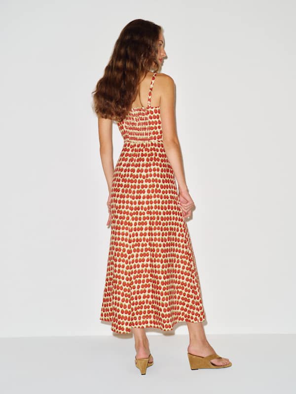 Sabine Linen Dress - Fresh Tomato