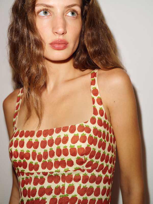 Sabine Linen Dress - Fresh Tomato