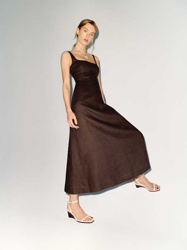 Sabine Linen Dress - Mole