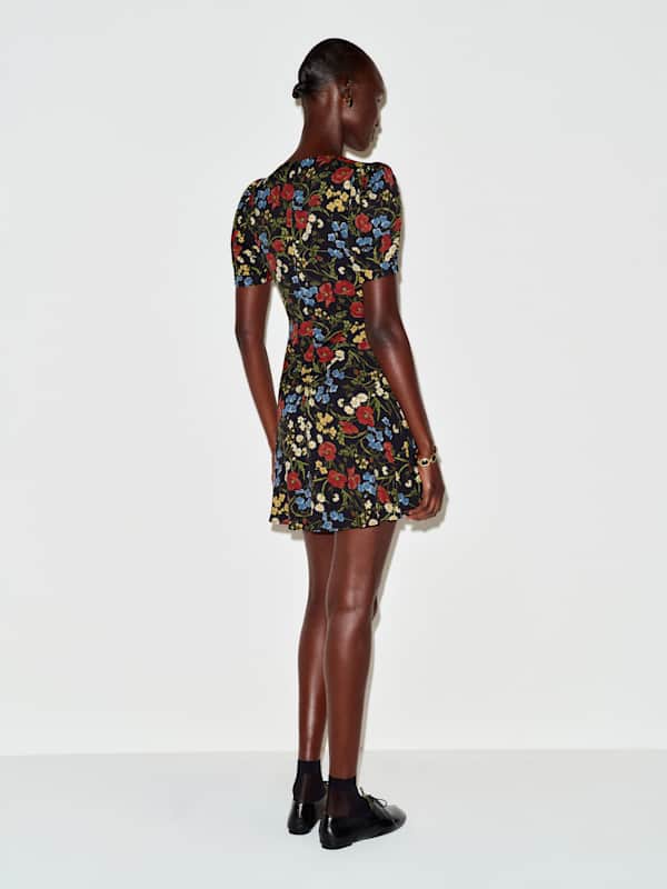 Robe courte Naira - Champ de coquelicots