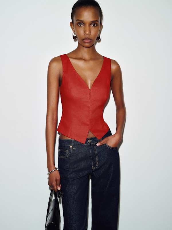 Indie Linen Top - Lipstick