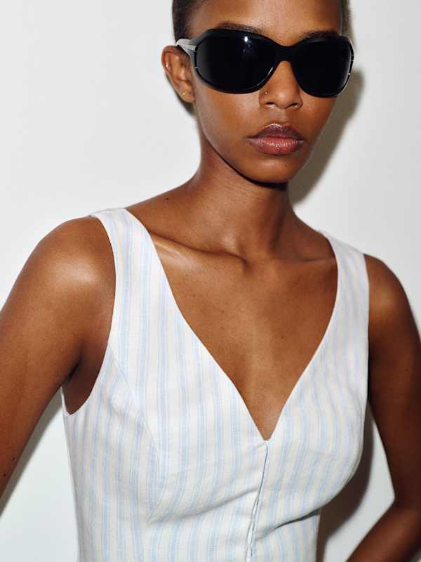 Indie Linen Top - Swan Stripe