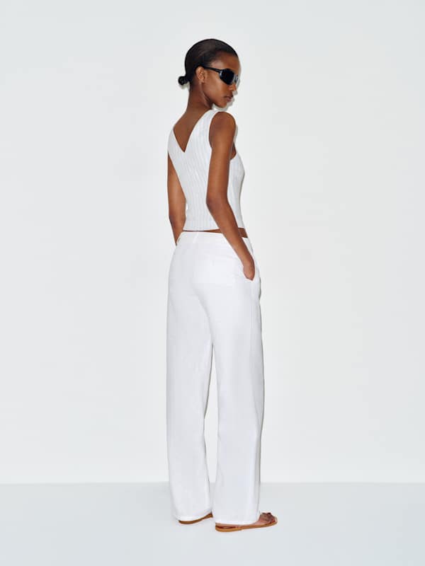 Indie Linen Top - Swan Stripe