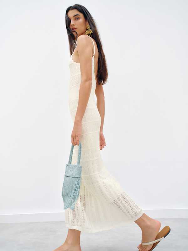 River Cotton Crochet Sweater Dress - Fior Di Latte