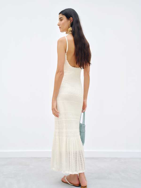 River Cotton Crochet Sweater Dress - Fior Di Latte