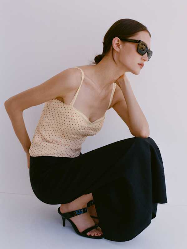 Petites Lydia Linen Skirt - Black